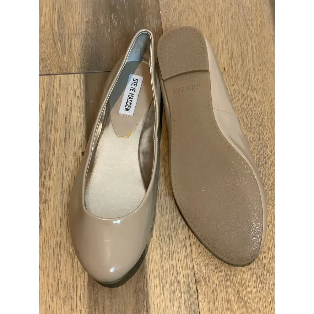Steve Madden Patent Leather Tan Flats Womens Size 8.5